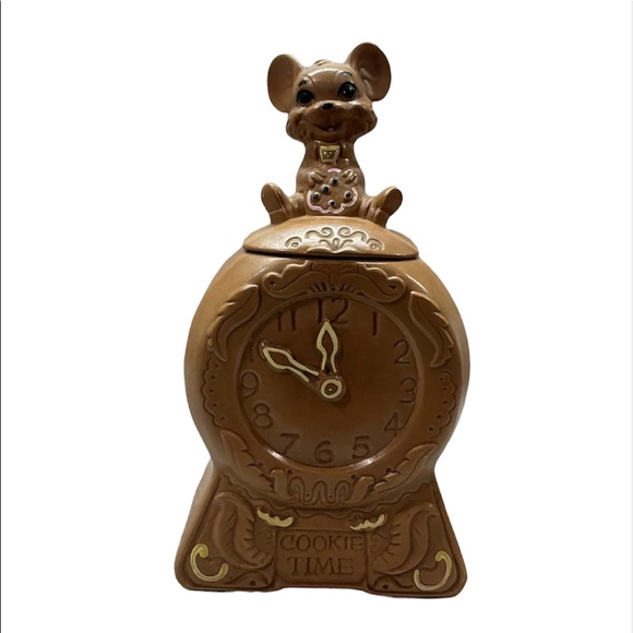 {TWIN WINTON} Vintage Cookie Jar Mouse on Clock 🕰 EUC 1960’s Cookie Time SIGNED - Picture 6 of 6